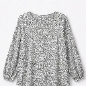 Adrianna Papell Neutral Cheetah | Quiet Luxury Bishop Sleeve Office Blouse | M